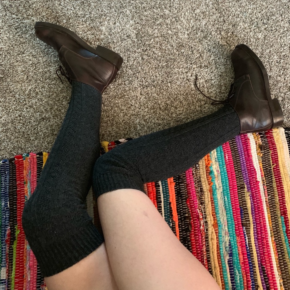 Gray Thigh High Socks